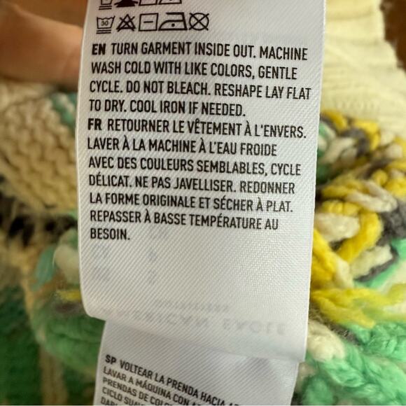 American Eagle AE Fairisle Knit Sweater Mock Neck Sz Small Scandi Cozy Oversized - Picture 8 of 12